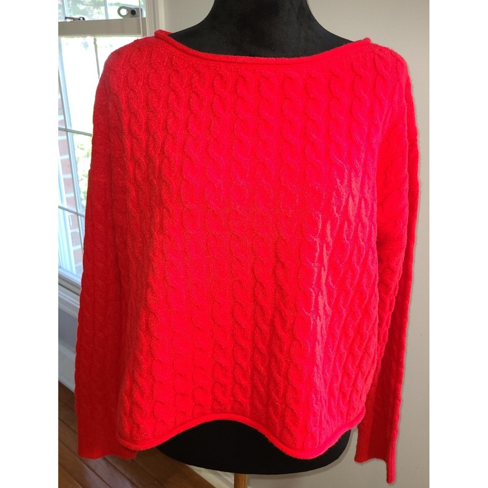 NWT Aeropostale Super Soft Fuzzy Sweater Women's Sm Red Poly Blend Cable Knit